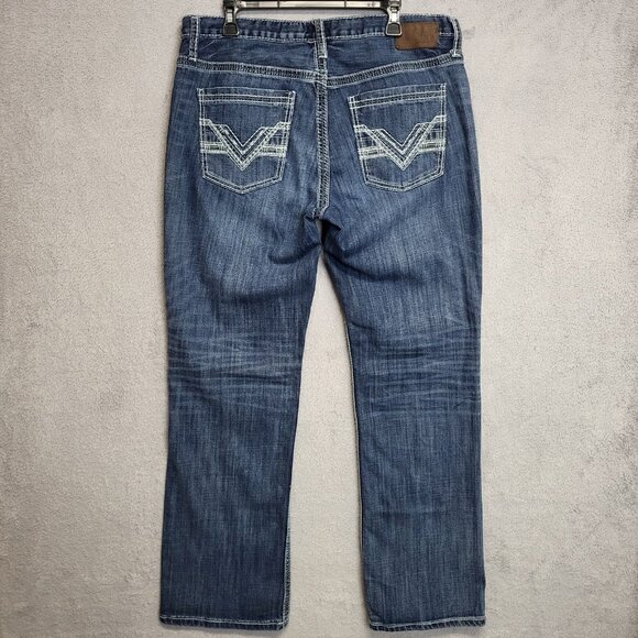 BKE Jeans Mens 36R 36x31 Derek Bootcut Stretch Denim Whiskered Western Casual - Picture 2 of 12